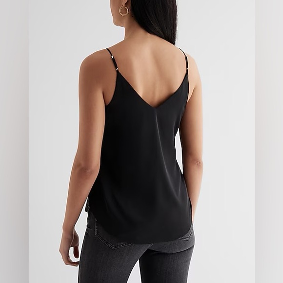 Express Satin V-Neck Downtown Cami - Black - Size Small - Picture 2 of 5